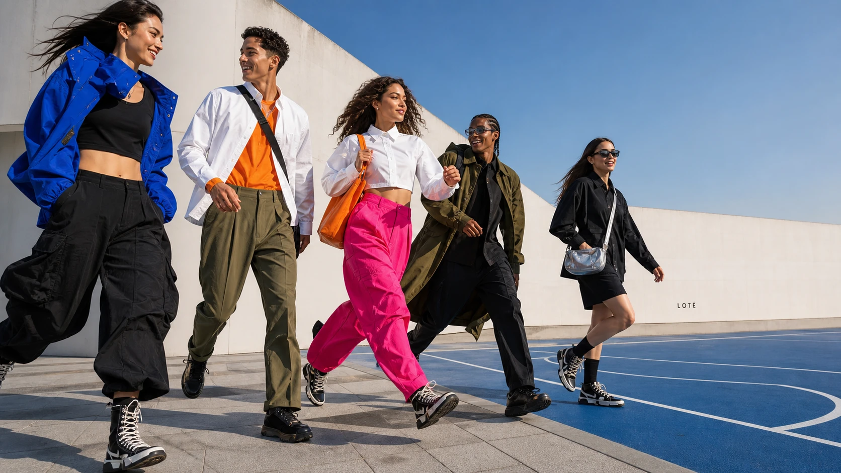 Young adult women and men in the LOTÉ Drop 02 court campaign